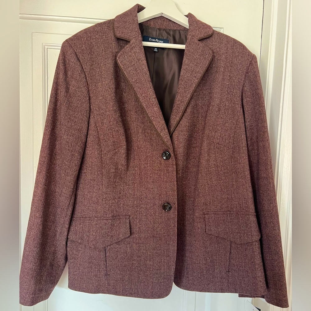NWT Evan-Picone Women’s Blazer – Plus Size 18W, Chestnut Brown, Stretchy - Picture 1 of 11